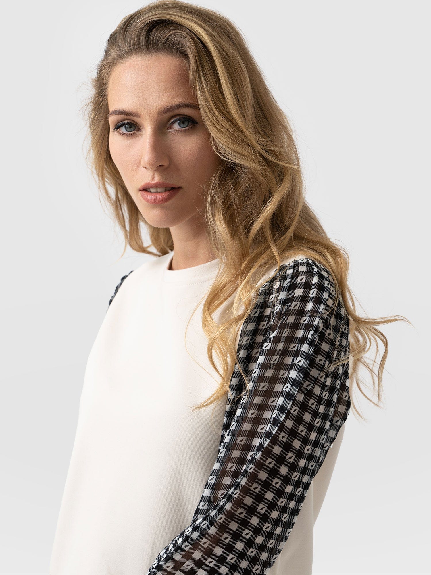 Midnight Sweater Cream Lightning Gingham - Women's Sweaters | Saint + Sofia® UK